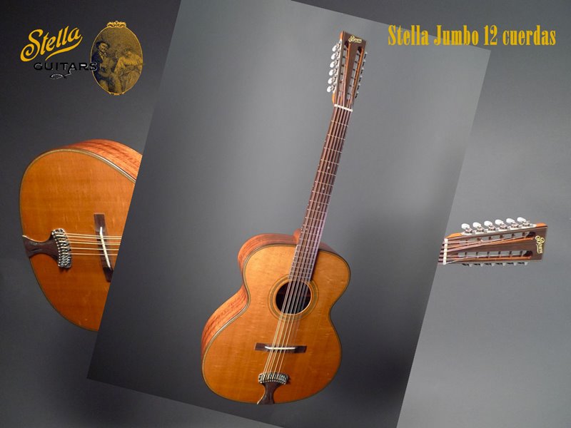 guitarra de blues stella modelo jumbo 12 cuerdas